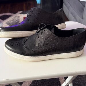 Black Crocodile Pattern Men's Oxfords